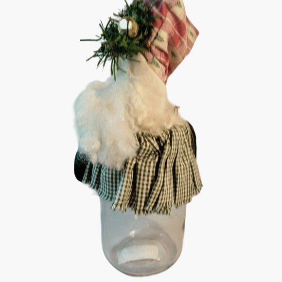 Handcrafted Santa Mason Jar Christmas Candy Shabby Cottagecore Grannycore - Picture 7 of 8